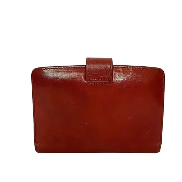 Bosca Vintage Oxblood Red Leather Clasp Tab Bifold Wallet - Picture 2 of 7
